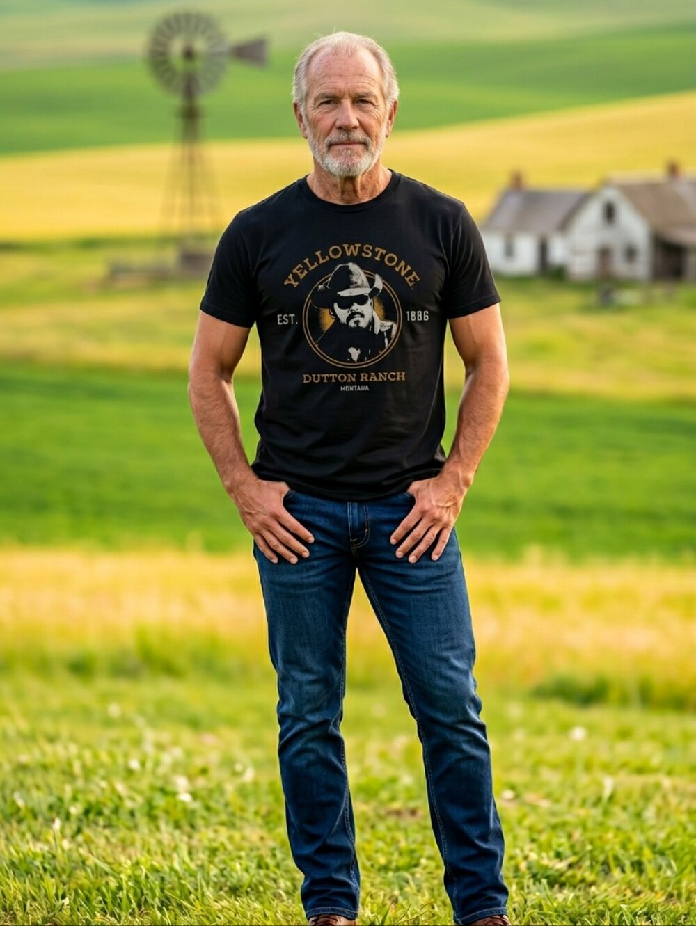 Yellowstone Dutton Ranch Graphic Tee - Black with Gold Accent